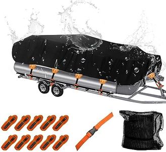 NEVERLAND Waterproof Pontoon Boat Cover - Heavy Duty Boat Cover Marine Grade Polyester Canvas Trailerable Cover Fits Pontoon/Deck Boats (Boat Length 17-20ft, Beam Width up to 102")