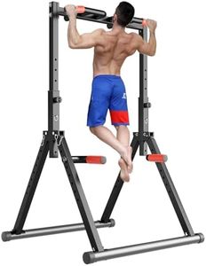 DOBESTS Foldable Power Tower Pull Up Bar Dip Station Adjustable Multifunction Workout Pull Up Tower Station Gym Strength Training Equipment Home Outdoor, Triangular Legs, 700 LBS