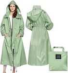 SOPPY Rain Coats for Women, Women's Long Waterproof Raincoat Lightweight Hooded Rain Jacket for Women Hiking Travel Outdoor, Green, XX-Large (SP009)