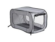 Beatrice Home Fashions Portable, Collapsible, Pop Up Travel Pet, Cat and Dog Kennel, 32.5" L x 19.5" W x 19.5" H, Gray