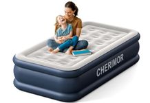 CHERIMOR Twin Air Mattress with Built in Pump, 18 inch High Thicken Sturdy Inflatable Mattress, Comfortable Sleeping Surface, Portable Blow up Mattress with Carry Bag, Air Bed for Camping, Office