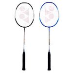 YONEX ZR 100 Light Aluminium Badminton Racquet with Full Cover (Black & Blue, Made in India) Set of 2