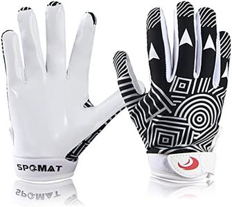 SPOMAT Youth Football Gloves Kids Silicone Grip Receiver Gloves with Super Stick Ability for Best Game Experience, Rocket Black M/L