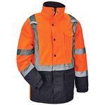 High Visibility Reflective Winter Safety Jacket, Insulated Parka, ANSI Compliant, Ergodyne GloWear 8384 Orange Large