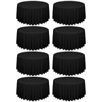 8 Pack 120 Inch Round Tablecloth Black Polyester Table Cloth, Washable Fabric Stain and Wrinkle Resistant Decorative Table Cover Round Table Clothes for Wedding Party Banquet Buffet