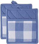 DII Buffalo Check Kitchen Collection, Classic Farmhouse Kitchen Set, Potholder, Stonewash Blue, 2 Piece