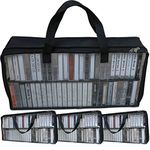 Evelots Cassette Tape Bag -See Thru Organizer Storage with Handles - Easy Carrying Case - No Dust or Moisture - Holds 200 Tapes with cases