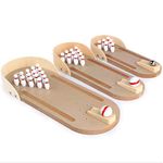 ponny Wooden Party Games Desktop Mini Bowling Game Set with Pins & Ball Kids Indoor Activity Strategy Game for Family & Children (Middle)