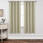 Joydeco Blackout Curtains 72 Inch Length 2 Panels Set, Thermal Insulated Long Curtains& Drapes 2 Burg, Room Darkening Grommet Curtains for Living Room Bedroom Window (W52 x L72 Inch, Light Beige)