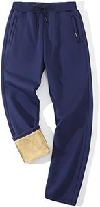 Gihuo Men Sweatpants Sherpa Fleece Lined Sweatpants Winter Thermal Active Outdoor Sports Track Jogger Pants (Navy-M)