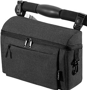 CitisKins Universal Baby Stroller Organizer Large Space with Insulated Cup Holder Detachable Diaper Bag Adjustable Shoulder Strap Fits All Strollers (black)