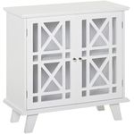 HOMCOM Storage Cabinet with Fretwork Doors and Shelf, Modern Freestanding Sideboard, Buffet, White