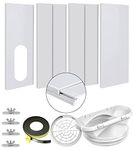 2023 New Portable AC Window Kit with 2-in-1 Coupler for 5.0"/5.9” Exhaust Hose, Universal Sliding Air Conditioner Window Vent Kit with 4 Upgraded Seamless Slot Seal Plates and PVC Grid