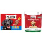Milk-Bone Flavour Snacks Dog Biscuits + Milk-Bone Brushing Chews Dental Treats for Large Dogs