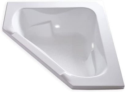 Carver Tubs - CT6060 - Modern Acrylic Fiberglass Corner Soaking Bathtub for Bathrooms, w/Built-in LED Lights - White Triangular Two Person Acrylic Tub - Deep Relaxing Soak- 60"L x 60"W x 19.5"H