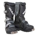 MOTORBIKE WULFSPORT KIDS MX ENDURO BOOTS Motorcycle Motocross Sport Racing Boots BLACK (UK 2 / EU 34)