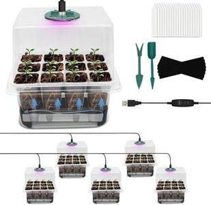 MYMULIKE Self Watering Seed Trays with Grow Light, 6 Pack 72 Cell Trays Propagator Growing Thicken Seedling Starter Propagator Trays with Heightened Lids(Transparent)