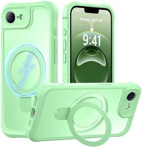 MOCCA Design for iPhone 16e Case with Magnetic Invisible Stand [Full Camera Protection] [Compatible with Magsafe] Military Drop Shockproof Translucent Matte Phone Case Cover 6.1",Matcha Green