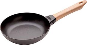 Staub 40511-950 Wood Handle Frying Pan, 7.9 inches (20 cm), Cast Enamel, Skillet, Induction Compatible, Flying-Pan with Wooden Handle