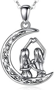 INFUSEU Collier D'Amitié Pour 2, Argent 925 Lune Pendentif Les Filles Dos à Dos Bijoux Sister Necklace Meilleure Amie