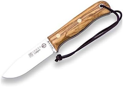 Survival Knife BS9 Campero Joker CO112-P, Olive Wood Handle, Blade 10,5 cm of SANDVIK 14C28N, Includes Leather Sheath with Fire Starter, Tool for Fishing, Hunting, Camping and Hiking