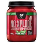 BSN Nutrition N.O.-Xplode Pre Workout Powder Food Supplement, Energy and Focus Booster with Caffeine, Amino Acids, Vitamin C and Zinc, Green Burst Flavour, 50 Servings, 650 g