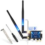 EDUP PCIe WiFi 6E Card Bluetooth 5.2 AX5400 Mbps AX210 Tri-Band 6Ghz/ 5.8GHz/2.4GHz PCI-E Wireless WiFi Network Adapter Card for Desktop Windows 10/11 64-bit