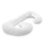 Cheer Collection Hypoallergenic Premium Total Body J Shaped Pillow with Zippered Cover - White