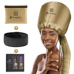 Amzpic Bonnet Hood Hair Dryer Attachment - Soft, Adjustable Extra Large Bonnet Hair Dryer for Speeds Up Drying Time at Home, Easy to Use for Styling, Curling and Deep Conditioning (Gold)