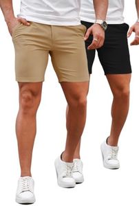 GINGTTO Mens Slim Fit Shorts 7" Inseam Skinny Stretch Chinos Tapered Leg 32
