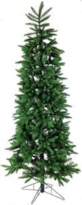 Fraser Hill Farm 6.5-Ft. Carmel Pine Slim Christmas Tree, Unlit Artificial Christmas Tree with Realistic Foliage and Stand, Foldable for Convenient Storage, Perfect for Small Spaces and Apartments