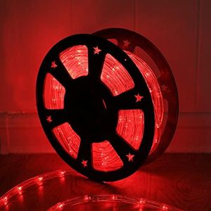 50ft 360 LED Waterproof Rope Lights, 110V Connectable Indoor Outdoor Red Led Rope Lights for Outside, Deck, Patio, Pool, Camping, Bedroom Decor, Landscape Lighting and More (Red)