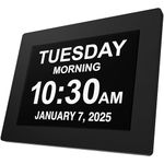 American Lifetime Newest Version, Day Clock Extra Large Impaired Vision Digital Clock with Battery Backup and 5 Alarm Options, Black Finish