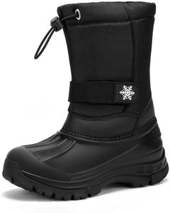 koppu Boys Girls Snow Boots Kids' Waterproof Snow Boots for Winter Slip Resistant Cold Weather Shoes(Big 1) black