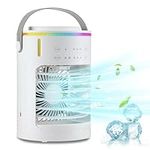 Portable Air Conditioner,Evaporative Air Cooler with 3 Speeds Gradient Color Light & Cool down in 3s,Silent air supply,1 Humidification Capacity 600ml, 2-4-8 H Timing, Room, Home, Office