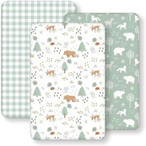 FIEMOL Bedside Bassinet Sheets Boy Fitted, Rectangle 33”x20” 3-Pack