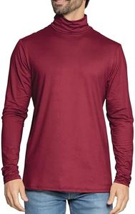 STRETCH IS COMFORT Men's Long Sleeve Turtleneck Burgundy Medium