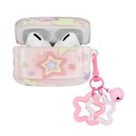 Ownest Compatible with AirPods Pro/Pro 2 Case Cute Wave Frame Star Pattern Design with Bell Star Keychain Soft Clear TPU Shockproof Case for Girls Women for AirPods Pro 2nd Generation -Pink