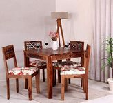 SM ARTS Solid Sheesham Wood Dining Table 4 Seater With 4 Chairs For Home|Chairs With Cushion|Wooden Kitchen Dinner Table 4 Seater|Dining Room Sets For Restaurants|Rosewood, Brown Finish