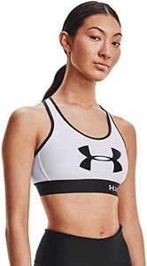 Under Armour Women's Armour Mid Keyhole Graphic Women's Compression Sports Bra, Running Bra with Racer Back Design and High Shine Logo (Pack of 1)