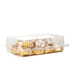 Large Plastic Reusable Clear Box [cm] 21.5x11x6, 1200ml, Great for Cookies, Biscuit, Muffin, Cracker, Salad, Deli Fast Food Disposable Container, Takeaway, Hinged, Plastic Lids Storage (30)