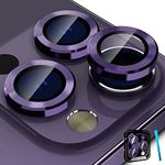 [Upgraded] imluckies Compatible with iPhone 14 Pro/iPhone 14 Pro Max Camera Lens Protector, Anti-Scratch HD Tempered Glass Lens Screen Protection Cover, Metal Individual Lens Ring 2022, Purple