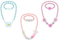 El Regalo 3 PCs Girl Princess Necklaces & Bracelets Jewelry Set with Colorful Flowers & Acrylic Beads - Kids Stretchy Chunky Costume Jewelry Gifts Party Favors Dress up Jewelry for Little Girl Toddler