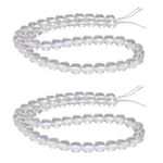 mookaitedecor 2 Strands 8mm Natural Clear Quartz Round Crystal Stone Beads for Jewellery Making DIY Necklace Bracelet Earrings, 90pcs Polished Semi Precious Loose Beads Real Healing Crystals