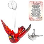 MMS Gifts Memorial Cardinal Ornament Gift Red Bird Hanging Crystal Window Décor, Charm, Story Card and Suction Cup, Sign of A Visitor from Heaven, 5