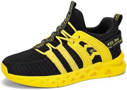 koppu Boys Girls Shoes Non-Slip Tennis Shoes Fashion Lightweight Breathable Kids Sneakers for Little Kids/Big Kids Black-Yellow