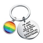 PLITI LGBT Gay Pride Gift Lesbian Gift Gay Bisexual Rainbow Pride Gift I'm Not A Girl Or A Boy I'm An Existeneial Nightmare Keyring (existeneial nightmare kyCA)