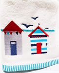 Lex's Linens Beach Hut & Birds Embroidered Towels (Bath Towel)