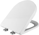 Ibergrif Toilet Seat Soft Close White, Square Quick Release Toilet Seat with Adjustable Stainless Seat Hinges, Top Fixing M41001