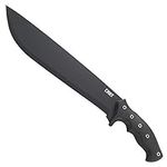 COLUMBIA RIVER KNIFE & TOOL Chanceinhell Fixed Blade Machete: 12 Inch Black Powder Coated Carbon Steel Drop Point Blade with Nylon Sheath for Survival, Hunting, and Camping K910KKP